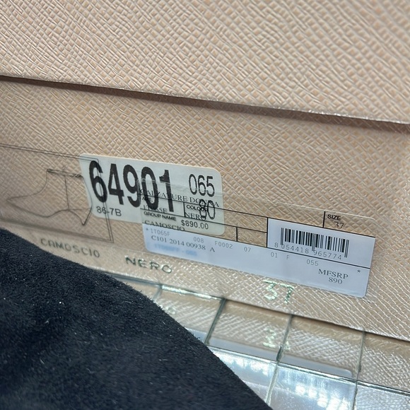 Prada Sz 7 Black Short Suede Kitten Heel Ankle Zip Pointed Toe 2” Heel Booties - Picture 13 of 13